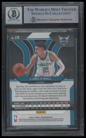 2020-2021 Panini Prizm #278 Lamelo Ball RC Auto On Card BGS 10