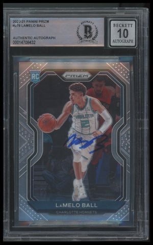 2020-2021 Panini Prizm #278 Lamelo Ball RC Auto On Card BGS 10