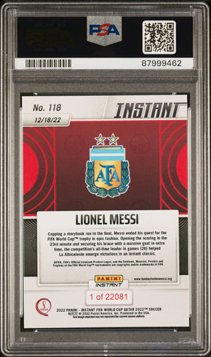 2022 Panini Instant #118 Lionel Messi Fifa World Cup Qatar PSA 10 Card