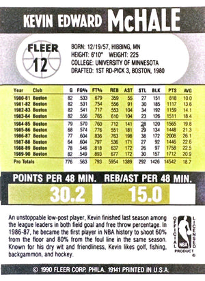 1990-91 Fleer #12 Kevin McHale