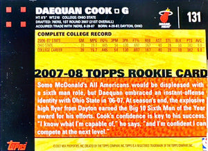 2007-08 Topps # 131 Daequan Cook