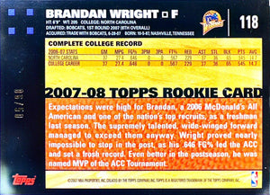 2007-08 Topps #8 Brandan Wright Rookie Set Orange