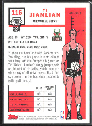 2007-08 Topps #116 Yi Jianlian 1957-58 Variations