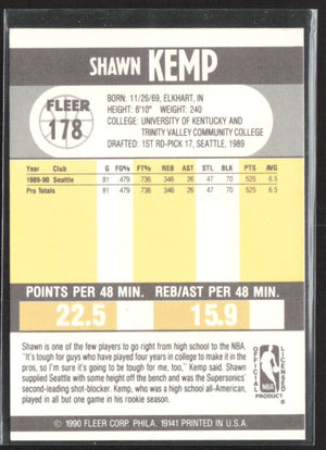 1990-91 Fleer #178aShawn Kemp