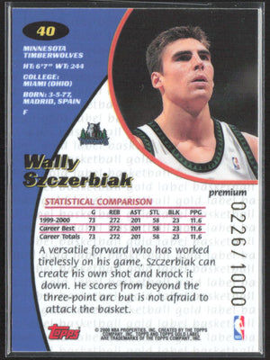 2000-01 Topps Gold Label #40 Wally Szczerbiak Premium #/1000