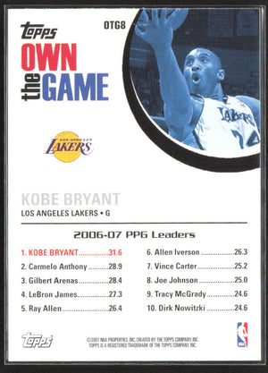 2007-08 Topps #OTG8 Kobe Bryant Own the Game