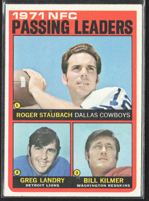 1972 Topps #4 1971 NFC Passing Leaders (Staubach /Landry /Kilmer)