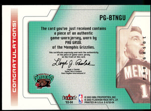 2003-04 E-X #PG-BTNGU Pau Gasol Behind the Numbers Game-Used