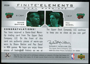 2003-04 Upper Deck Finite #FE28 Shane Battier / Pau Gasol Elements Dual Warmups