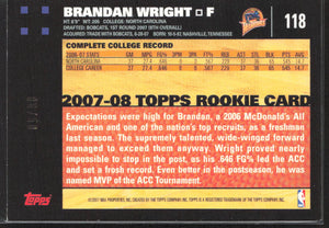 2007-08 Topps #118 Brandan Wright Copper #/50