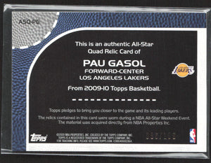 2009-10 Topps #ASQ-PG Pau Gasol All-Star Relics Quad #/100