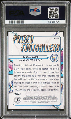 2022-23 Topps Finest Uefa Club Prized Footballers #PF15 Erling Haaland PSA 10