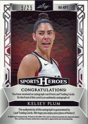 2024 Leaf Sports Heroes #BA-KP1 Kelsey Plum #5/25