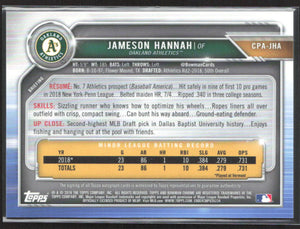 2019 Bowman Chrome #CPA-JHA Jameson Hannah Prospects Autographs