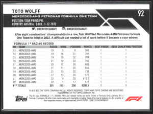 2023 Topps Chrome Formula 1 #92 Toto Wolff