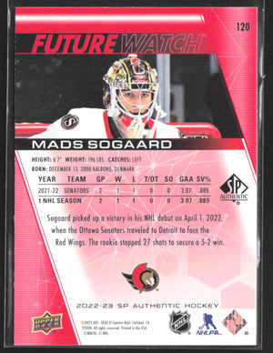 2022-23 SP Authentic #120 Mads Sogaard Limited Red