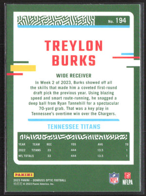 2023 Donruss Optic #194 Treylon Burks