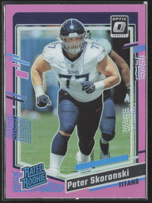 2023 Donruss #395 Peter Skoronski Optic Rated Rookie Pink Prizm