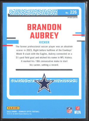 2023 Donruss Optic #226 Brandon Aubrey Green Hyper