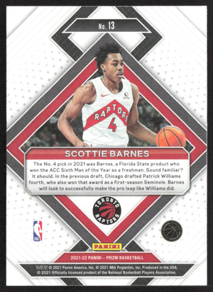 2021-22 Panini Prizm #13 Scottie Barnes Emergent