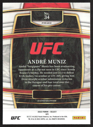 2022 Panini Select UFC #34 Andre Muniz Orange Flash Prizms