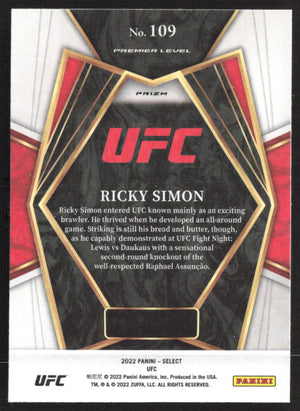 2022 Panini Select UFC #109 Ricky Simon Orange Flash Prizms