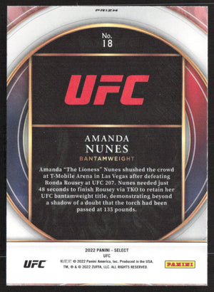 2022 Panini Select UFC #18 Amanda Nunes Select Numbers Flash Prizms