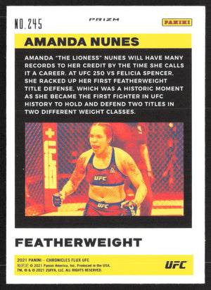 2021 Panini Chronicles Flux UFC #245 Amanda Nunes Asia