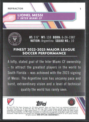 2023 Topps Finest MLS #1 Lionel Messi Refractor