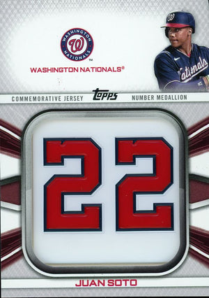 2022 Topps #JNM-JS Juan Soto Player Jersey Number Medallion