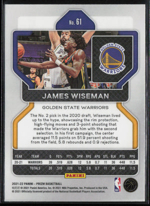 2021-22 Panini Prizm #61 James Wiseman NBA 75th Anniversary