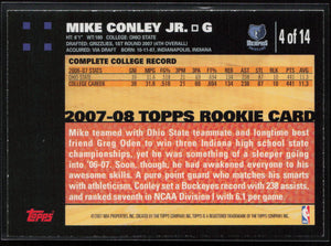 2007-08 Topps #4 Mike Conley Rookie Set Orange