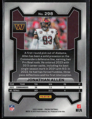 2023 Panini Prizm #298 Jonathan Allen