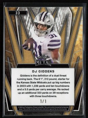 2024 Leaf Metal #33 DJ Giddens 1/1