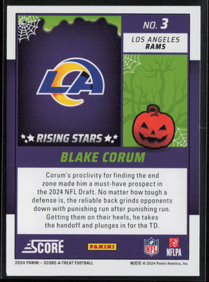 2024 Score-A-Treat #3 Blake Corum A-Treat - Rising Stars Orange Pumpkin