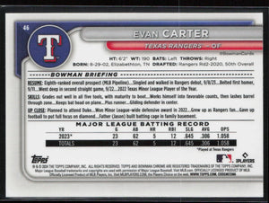 2024 Bowman Chrome #46 Evan Carter Mojo Refractors