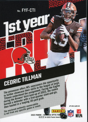 2023 Donruss Optic #FYF-CTI Cedric Tillman 1st Year Fabric Blue