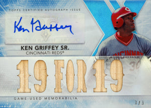 2015 Topps Triple Thread #TTAR-KGS1 Ken Griffey Sr Relic Auto 3/3 HALL OF FAMER