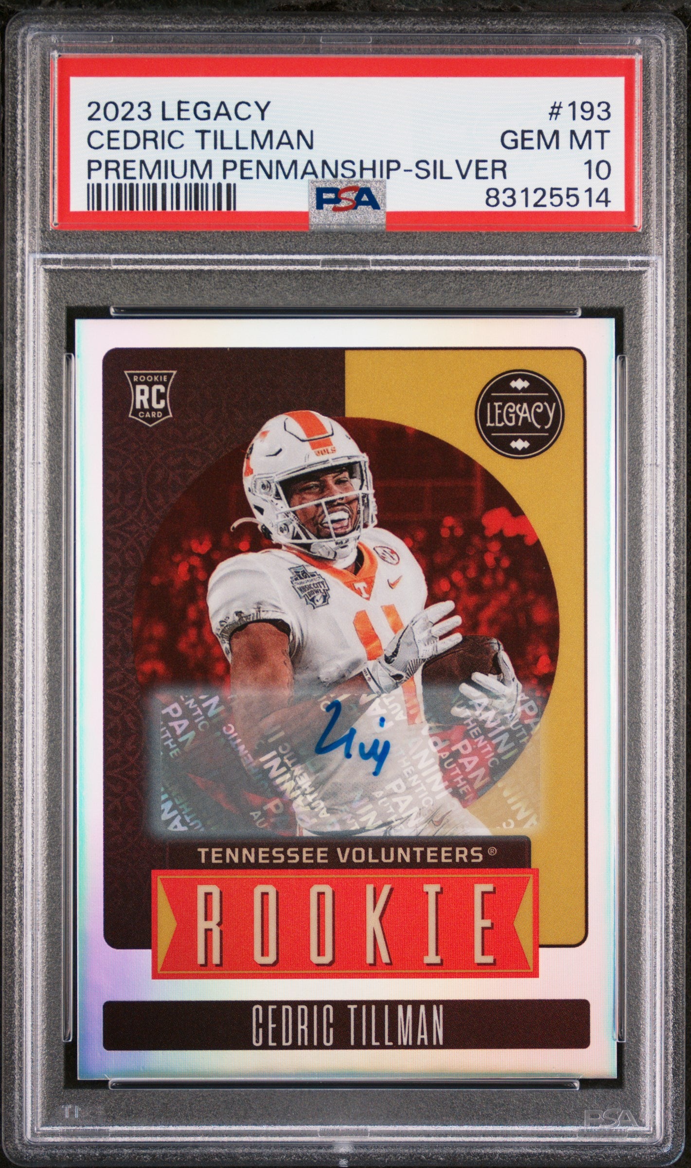 2023 Panini Legacy #193 Cedric Tillman Premium Penmanship-Silver PSA 10