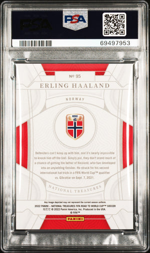 2022 Panini National Treasures Fifa World Cup Qatar #95 Erling Haaland PSA 9