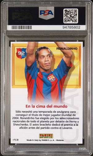 2004 Mega Cracks Barca #92 Ronaldinho Mega Crk. Barca-Campeon PSA 9