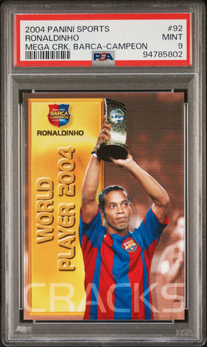 2004 Mega Cracks Barca #92 Ronaldinho Mega Crk. Barca-Campeon PSA 9