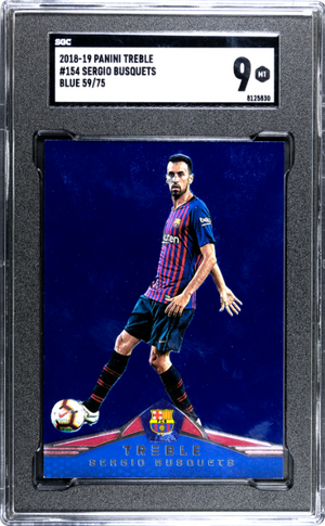 2018-19 Panini Treble #154 Sergio Busquets Blue SGC 9