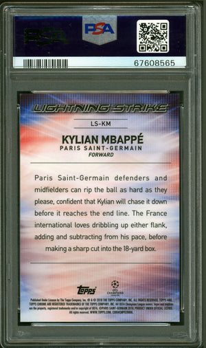 2017 Topps Chrome Uefa Champions League Lightning Strike Kylian Mbappe  PSA 9