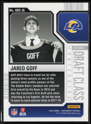 2023 Panini Contenders #HDC-JG Jared Goff Historic Draft Class Contenders