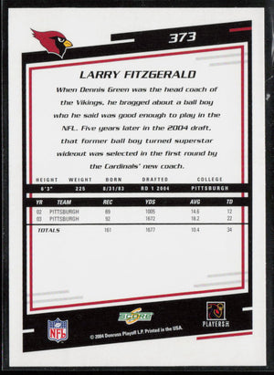 2004 Score #373 Larry Fitzgerald Scorecard