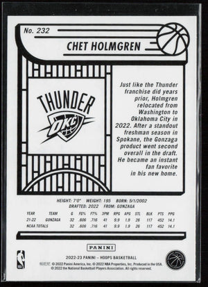 2022-23 Hoops #232 Chet Holmgren #232