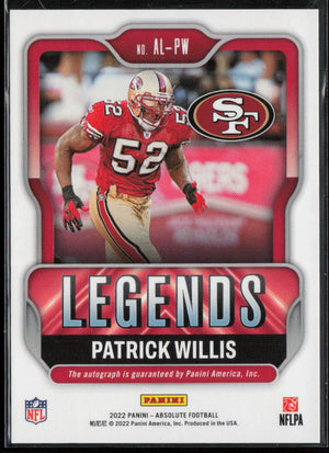 2022 Absolute #AL-PW Patrick Willis Absolute Legends Auto /75