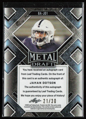 Leaf Metal Draft #BA-JD1 Jahan Dotson Auto /30