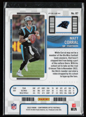 2022 Contenders Optic #87 Matt Corral Silver